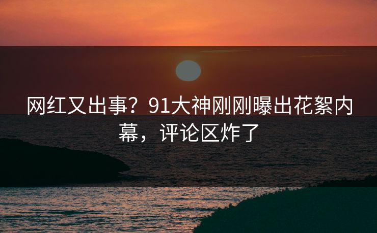 网红又出事？91大神刚刚曝出花絮内幕，评论区炸了