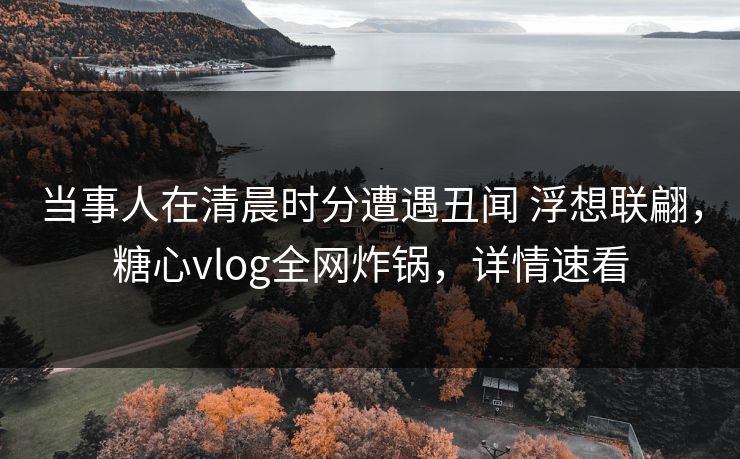当事人在清晨时分遭遇丑闻 浮想联翩，糖心vlog全网炸锅，详情速看